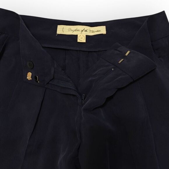 Anthropologie Daughters Of Liberation Cupro Blend Blue Straight Leg Pants Sz 4 - Picture 8 of 11